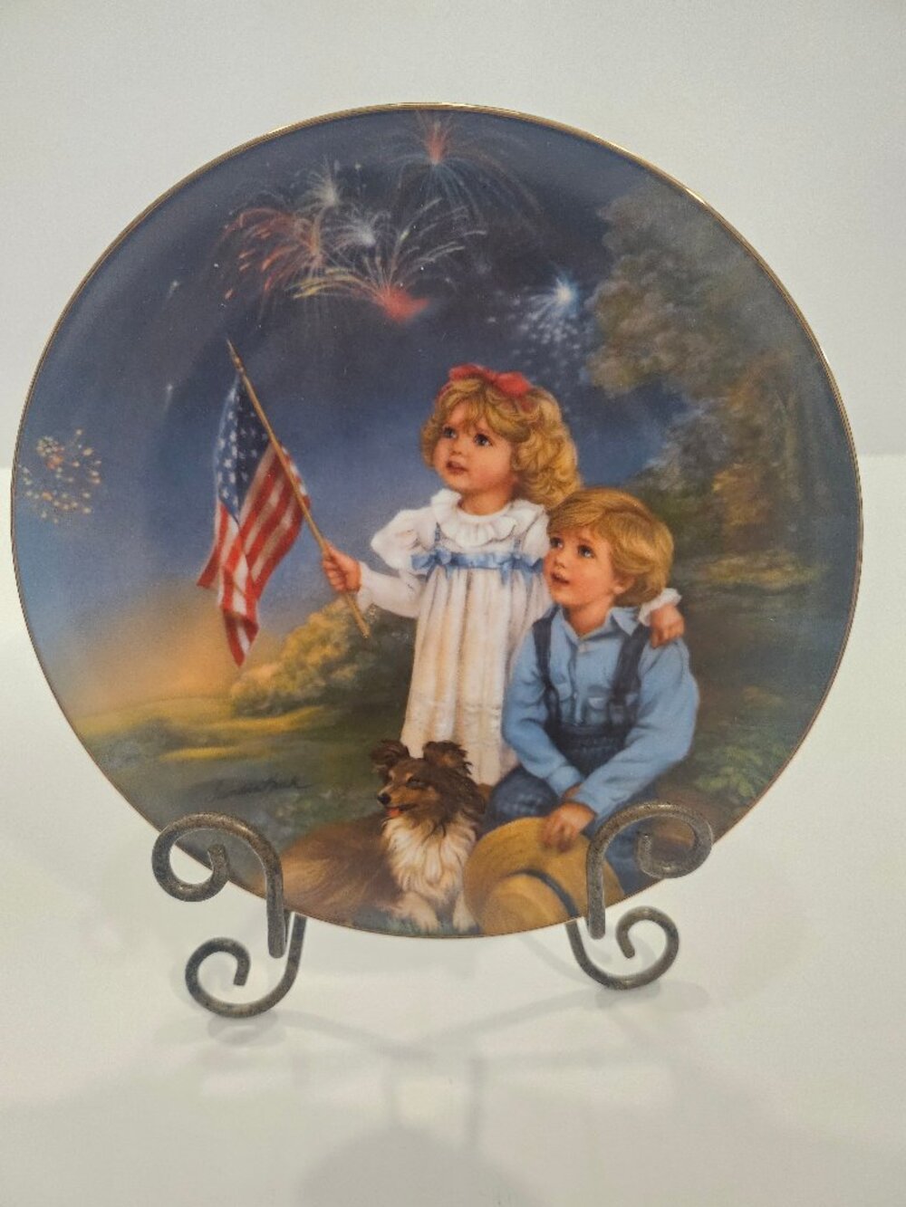 Sandra Kuck Collector Plate "Star Spangled Sky" July Patriotic RECO Int. EUC.
